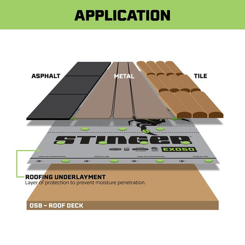 Stinger EXO50 48" x 250' Synth Felt Underlayment 11Mil 10SQRoll
