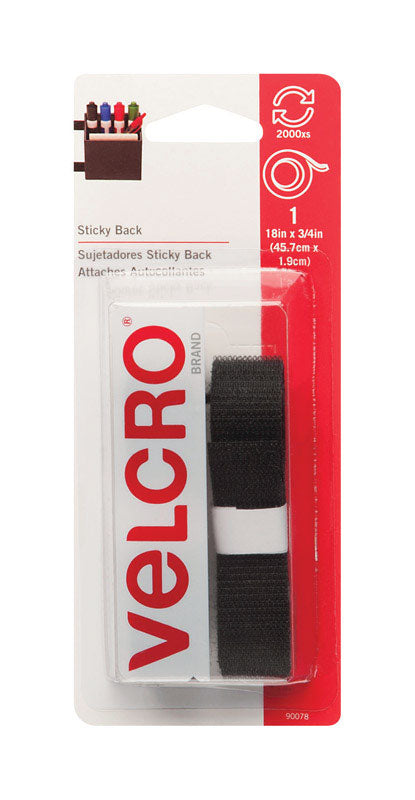Velcro Hook and Loop Fastener 18 in. L x 3/4 in. W Black