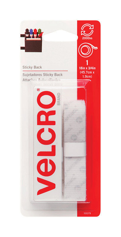 Velcro Hook and Loop Fastener 18 in. L x 3/4 in. W White