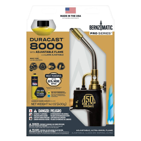 BernzOmatic TS8000BZKC Torch Kit, Propane, Trigger Start Igniter, 3400 deg F Propane, 3600 deg F MAPP, Pack of 3