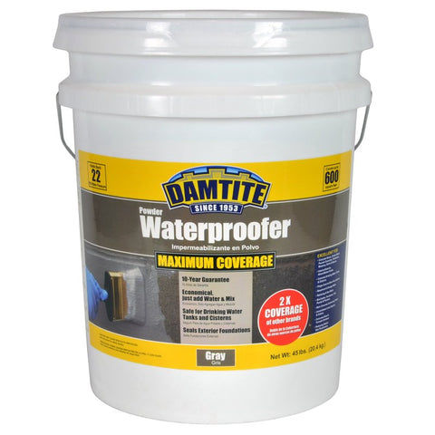 Damtite 02451 Powder Waterproofer, Gray, Powder, 45 lb Pail