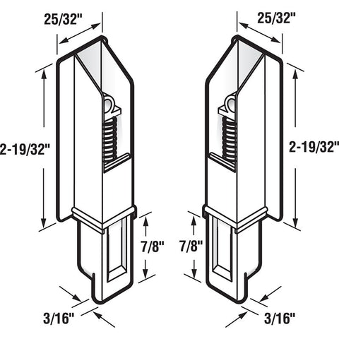Prime-Line N 6559 Door Guide, 1-1/4 in L x 9/16 in W x 5/8 in D Dimensions, Plastic, White, 2/PK
