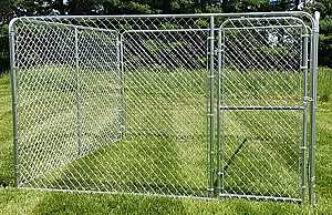 Davis Gate & Wire C-10WKRC Series Chain Link Dog Kennel, 10 ft OAL, 10 ft OAW, 6 ft OAH, Galvanized, 4/PK