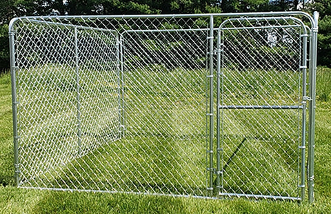 Davis Gate & Wire C-10WKRC Series Chain Link Dog Kennel, 10 ft OAL, 10 ft OAW, 6 ft OAH, Galvanized, 4/PK