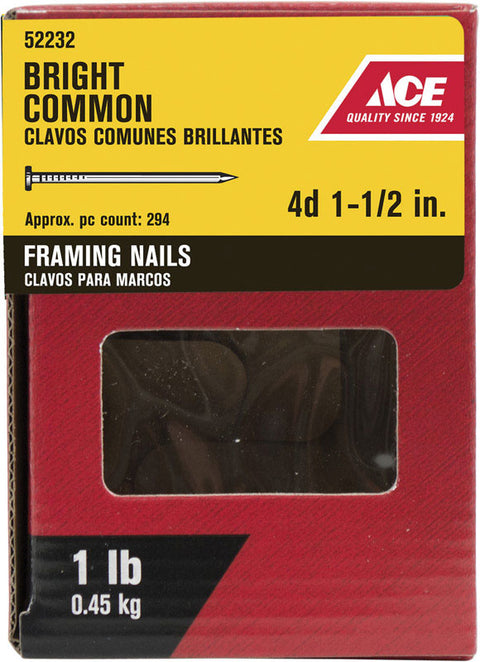Ace Round 1-1/2 in. L Framing Nail Smooth Bright Steel 1 lb.
