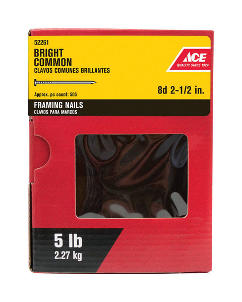 Ace 2-1/2 in. L Common Nail Smooth Bright Steel 5 lb.