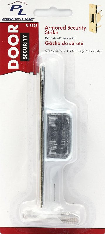 Defender Security U 9539 Deadbolt Strike Plate, 4-7/8 in L, 1-1/4 in W, Steel, Brass