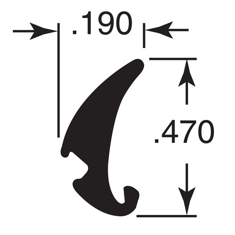 Make-2-Fit P 7777 Glass Glazing Spline, 0.19 in W, 0.47 in Thick, 200 ft L, Vinyl, Gray