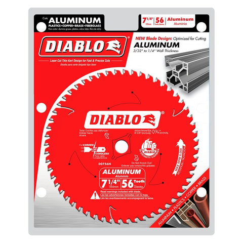 Diablo D0756N Circular Saw Blade, 7-1/4 in Dia, 5/8 in Arbor, 56-Teeth, Carbide Cutting Edge