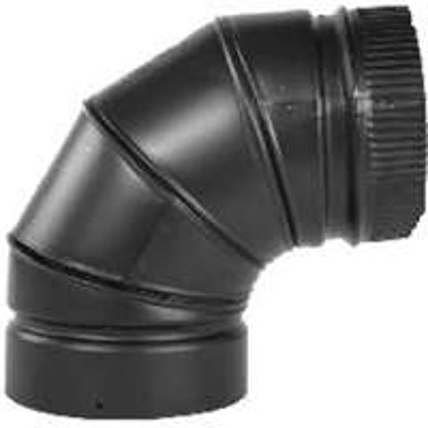 Selkirk DSP6E9-1 Stove Pipe Elbow, 90 deg Angle, 6 in, 24 ga Gauge, Aluminized Steel, Black, Painted