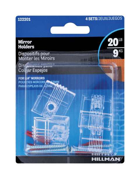 Hillman AnchorWire 4 lb. Plastic Heavy Duty Mirror Holder Kit 4 pk