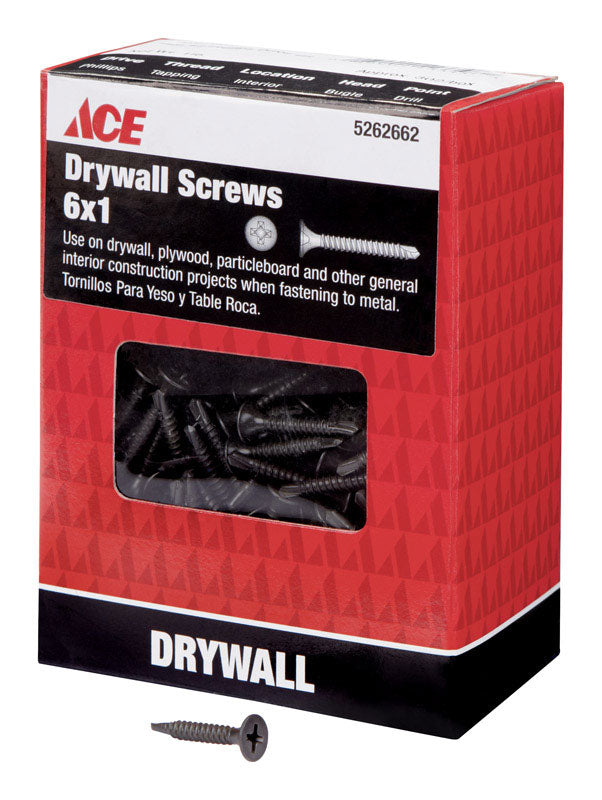 Ace No. 6 x 1 in. L Phillips Bugle Head Black Phosphate Steel Drywall ...