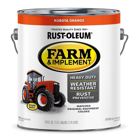 Specialty 280183 Farm Equipment Paint, Oil Base, Gloss Sheen, Kubota Orange, 1 gal, 520 sq-ft/gal Coverage Area
