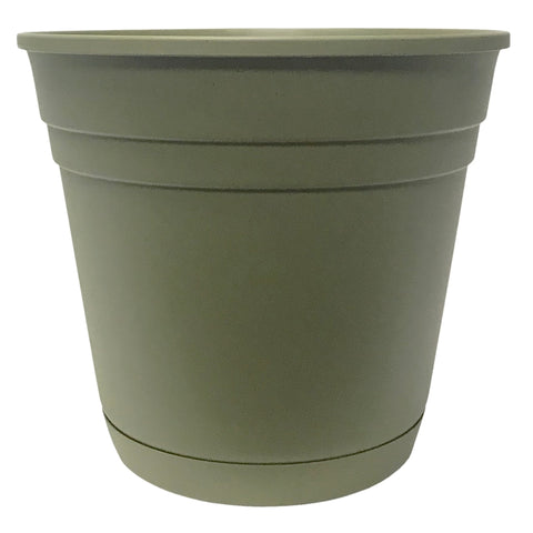 Southern Patio RN0612OG Planter with Saucer, 6 in Dia, Round, Poly Resin, Olive Green, Matte, Pack of 12