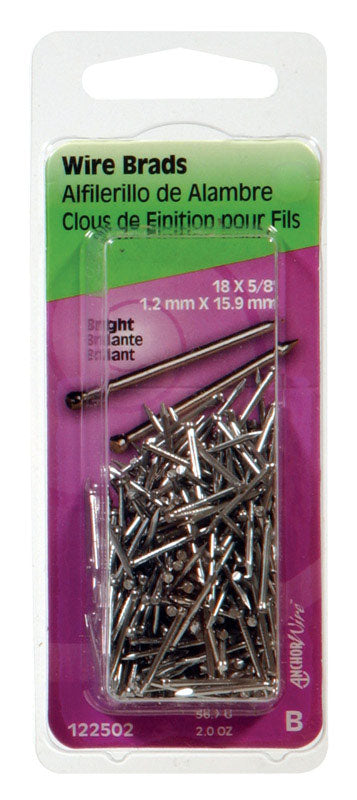 Hillman 18 Ga. 5/8 in. L Bright Steel Brad 2 oz.