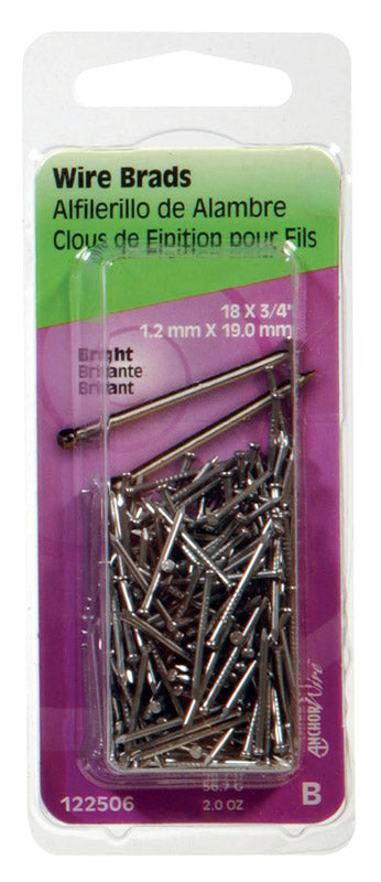 Hillman 18 Ga. 3/4 in. L Bright Steel Brad 2 oz.