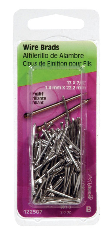 Hillman 17 Ga. 7/8 in. L Bright Steel Brad 2 oz.