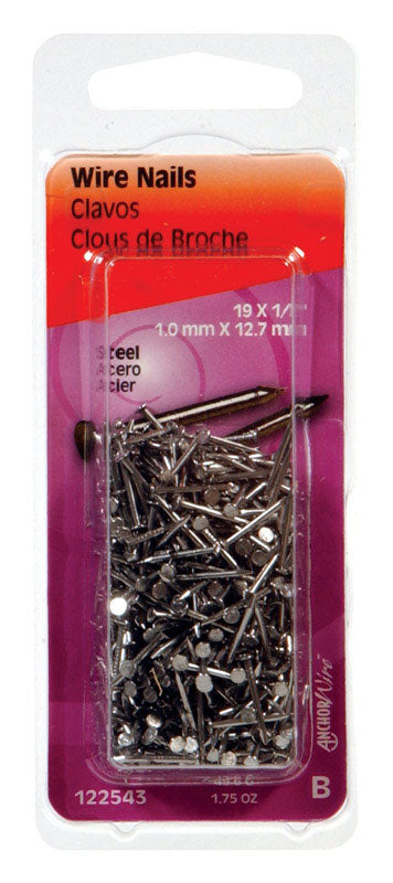 Hillman 19 Ga. 1/2 in. L Bright Steel Wire Nail 1.75 oz.