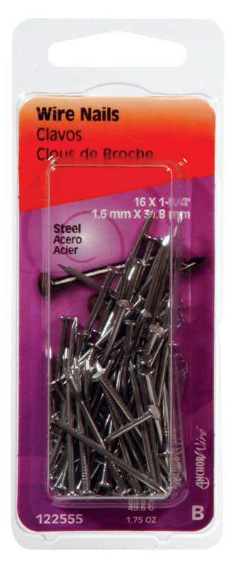 Hillman 16 Ga. 1-1/4 in. L Bright Steel Wire Nail 1.75 oz.
