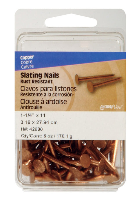 Hillman Flat 1-1/4 in. L Slate Nail Annular Ring Shank Copper 11 Ga. 6 oz.