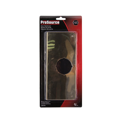 ProSource HSH-048SBP-PS Door Reinforcer, 2-3/8 in Backset, 1-3/8 in Thick Door, Steel, Brass, 9 in H, 4 in W