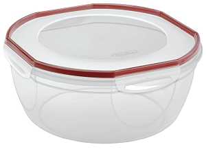 Sterilite Ultraâ€¢Seal 03958602 Storage Bowl, 8.1 qt Capacity, Plastic, Clear/Rocket Red, 5-5/8 in Dia, 12 in H, Pack of 2