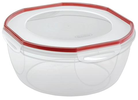 Sterilite Ultraâ€¢Seal 03958602 Storage Bowl, 8.1 qt Capacity, Plastic, Clear/Rocket Red, 5-5/8 in Dia, 12 in H, Pack of 2