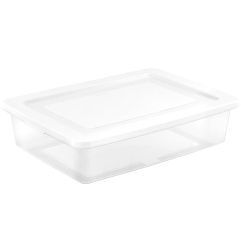 Sterilite 42468010 Storage Box, 28 qt, Snap-On Locking, Plastic, White
