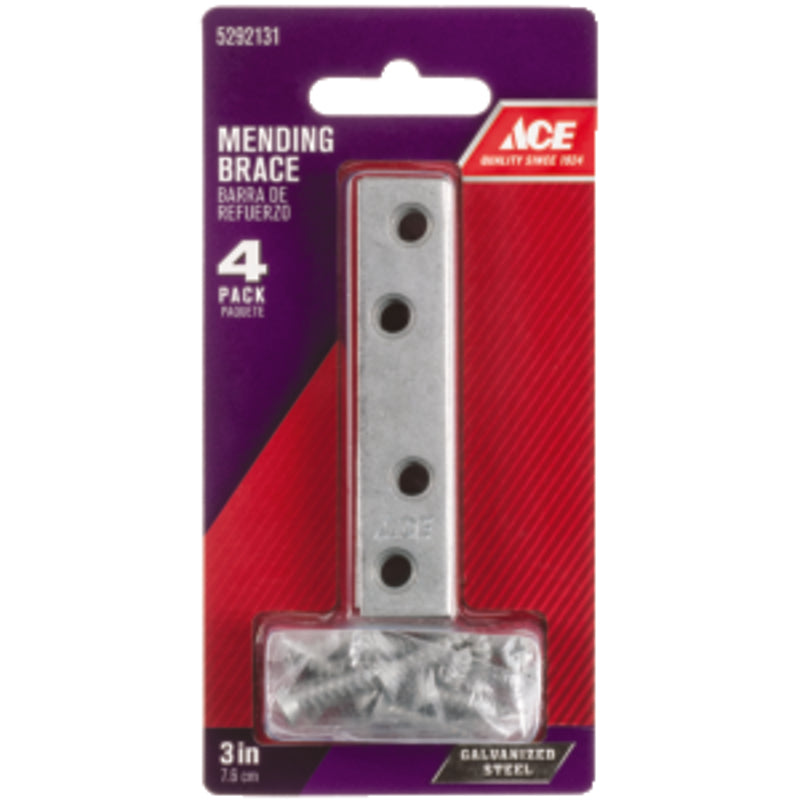 Brace Shell Ace 3 in. H X 0.625 in. W X .85 in. L Galvanized Steel Mending Brace ...