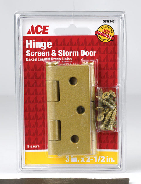 Ace Surface mount Screen/Storm Door Hinge Brass 2 pk
