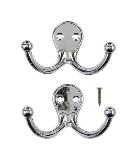 Ace Small Double Garment Hook 1-3/4 in. L Metal 2 pk