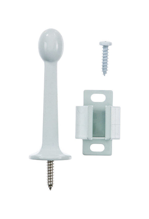 Ace Metal Rigid Door Stop with Holder 3 in. L White