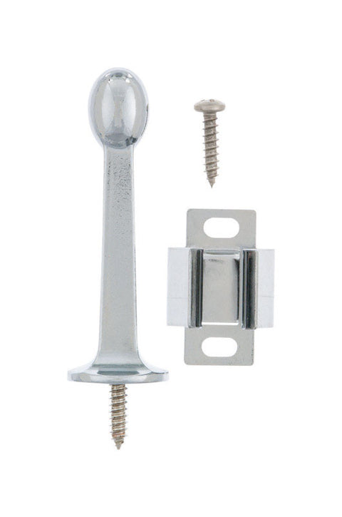 Ace Metal Rigid Door Stop with Holder 3 in. L Chrome White