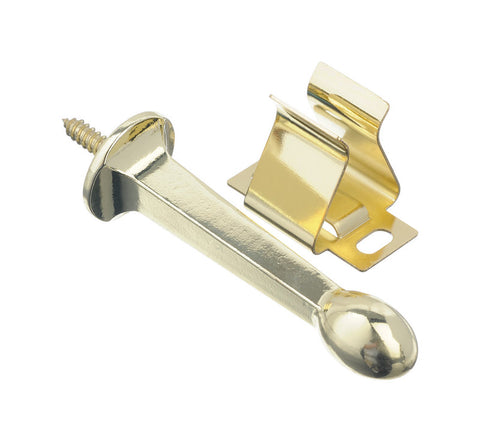 Ace Metal Rigid Door Stop with Holder 3 in. L Bright Brass
