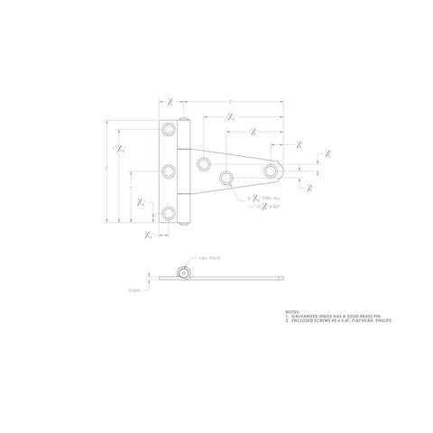 Ace 2 in. L Galvanized Light Duty T Hinge 2 pk