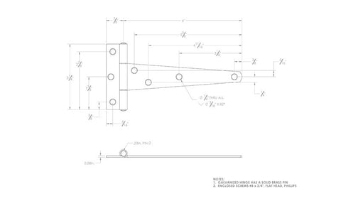 Ace 6 in. L Galvanized Light Duty T Hinge 2 pk