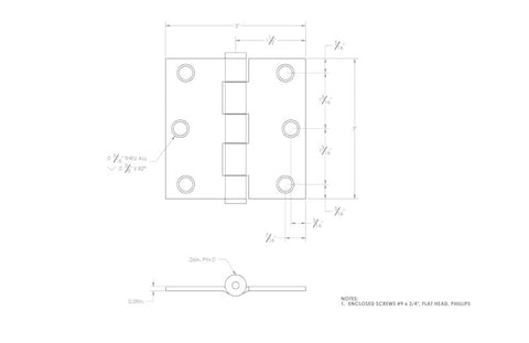 Ace 3 in. L Zinc-Plated Broad Hinge 2 pk