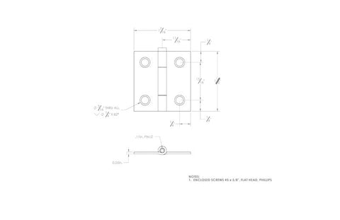 Ace .95 in. W X 1-1/2 in. L Stainless Steel Silver Stainless Steel Narrow Hinge 2 pk