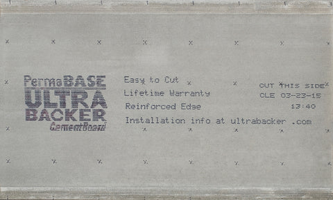 PermaBase CB23140500 Underlayment, 5 ft L, 3 ft W, 1/4 in Thick, Cement/Plastic, Gray, Pack of 60
