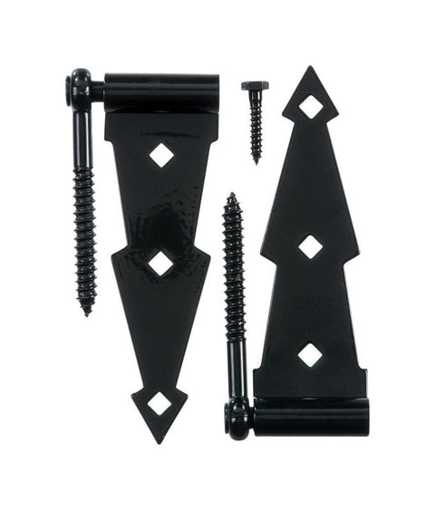 Ace 7 in. H Steel 7 in. Ornamental Screw Hook Strap Hinge 1 Black