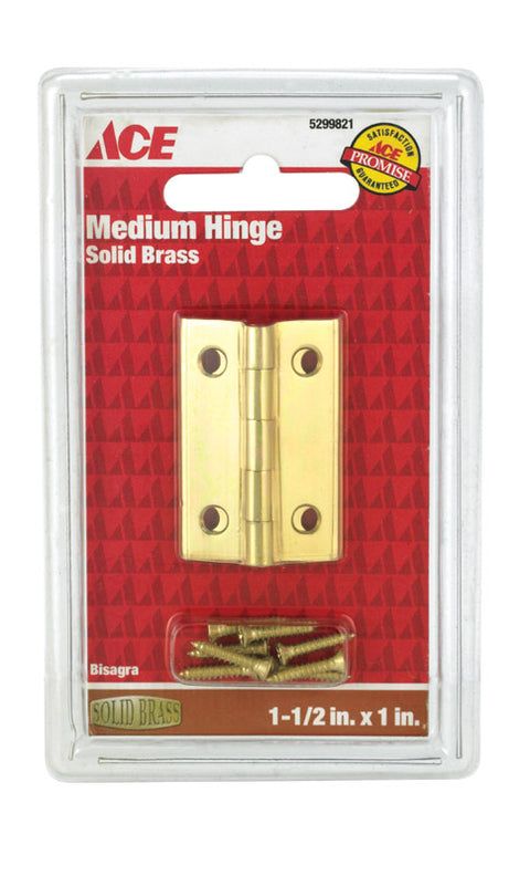 Ace 1-1/2 in. W x 1 in. L Medium Hinge Polished Brass
