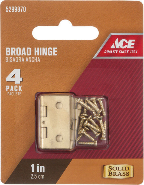Ace 1 in. L Broad Hinge Polished Brass