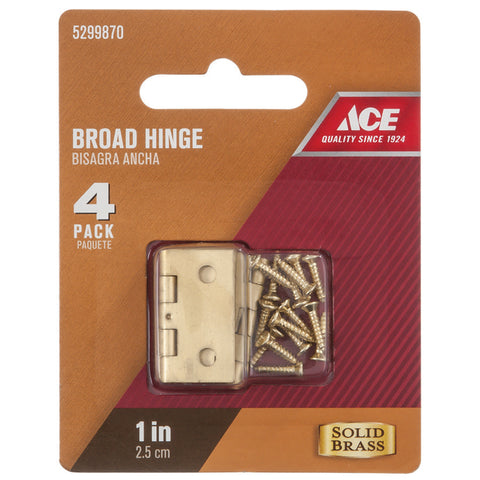 Ace 1 in. W X 1 in. L Polished Brass Brass Broad Hinge 4 pk