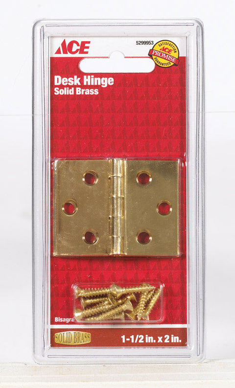 Ace 1-1/2 in. L Desk Hinge Polished Brass