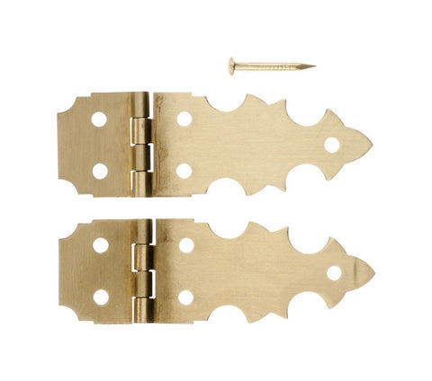 Ace 5/8 in. L Decorative Hinge Solid Brass 2 pk
