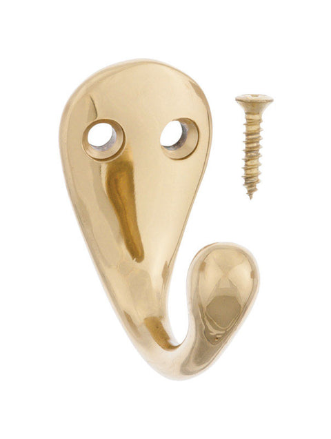 Ace Small Single Garment Hook 1-3/4 in. L Brass 1 pk