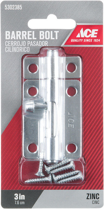 Ace 3 in. L Zinc-Plated Steel Barrel Bolt