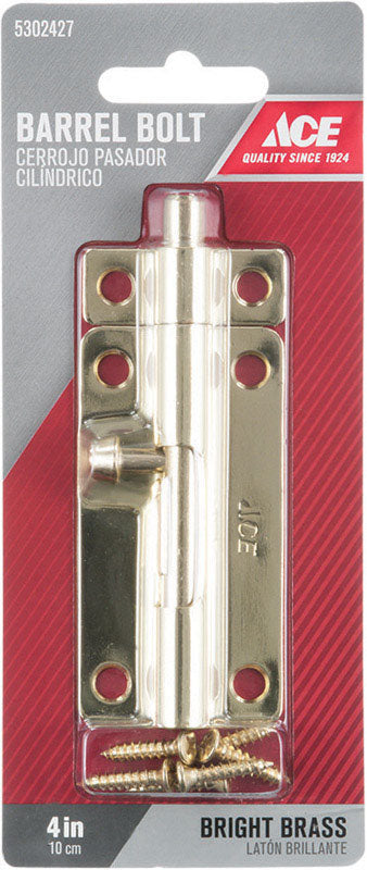 Ace 4 in. L Brass-Plated Steel Barrel Bolt