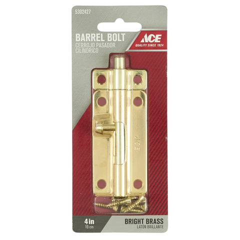 Ace 4 in. L Brass-Plated Steel Barrel Bolt 1 pk