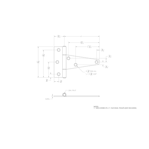 Ace 4 in. L Black Heavy Duty T Hinge 1 pk